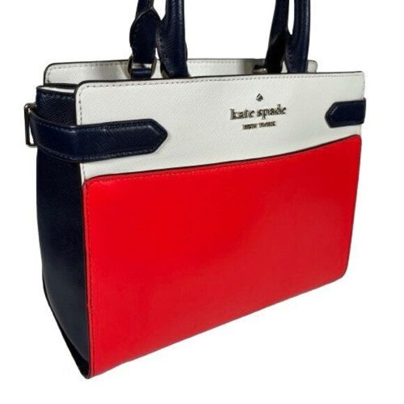 Kate Spade Staci Cameron Leather Satchel Crossbody Patriotic Summer 4th of July - Picture 2 of 16